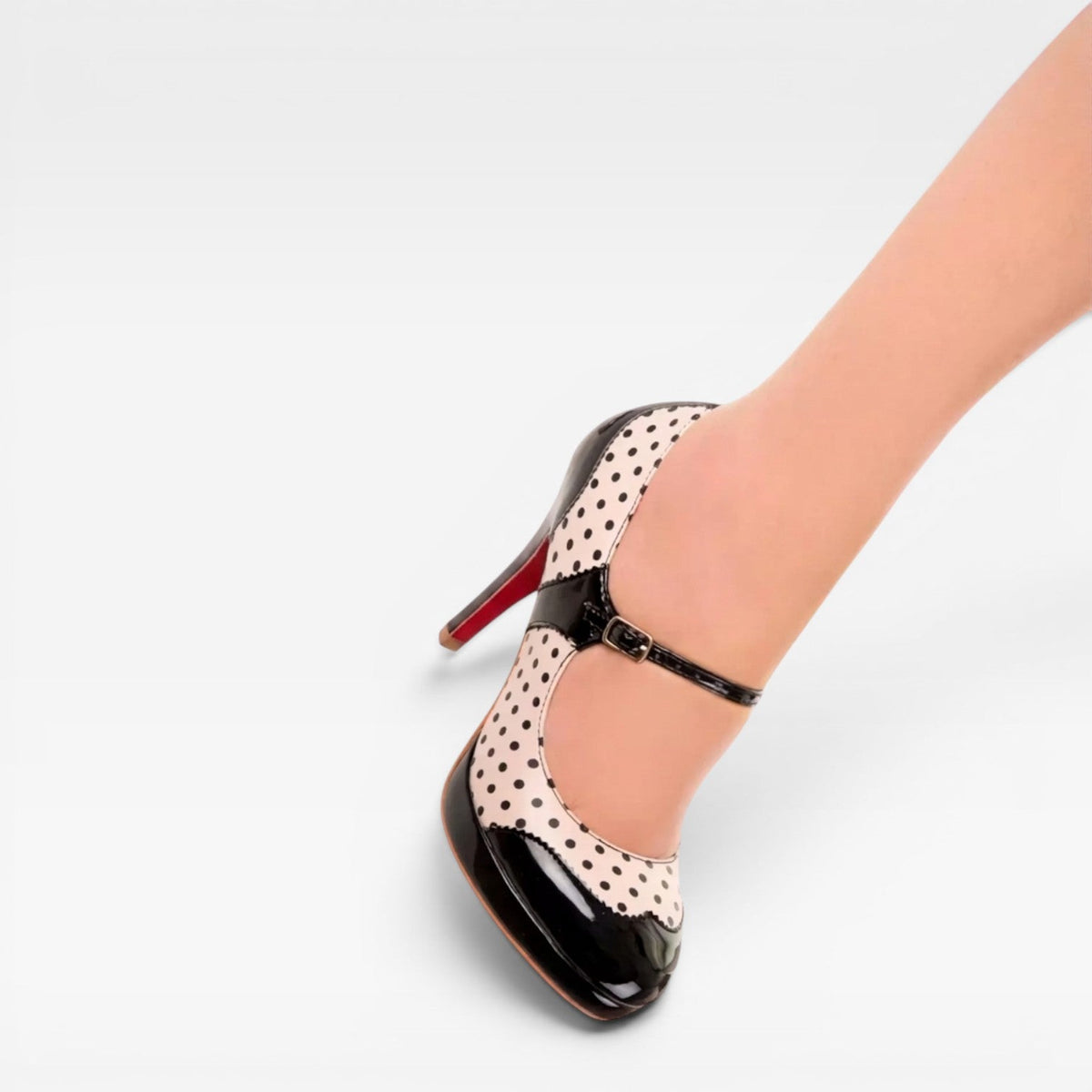 Women's Polka Dot Mary Jane Pumps – Vintage Block Heel Shoes | Felsham