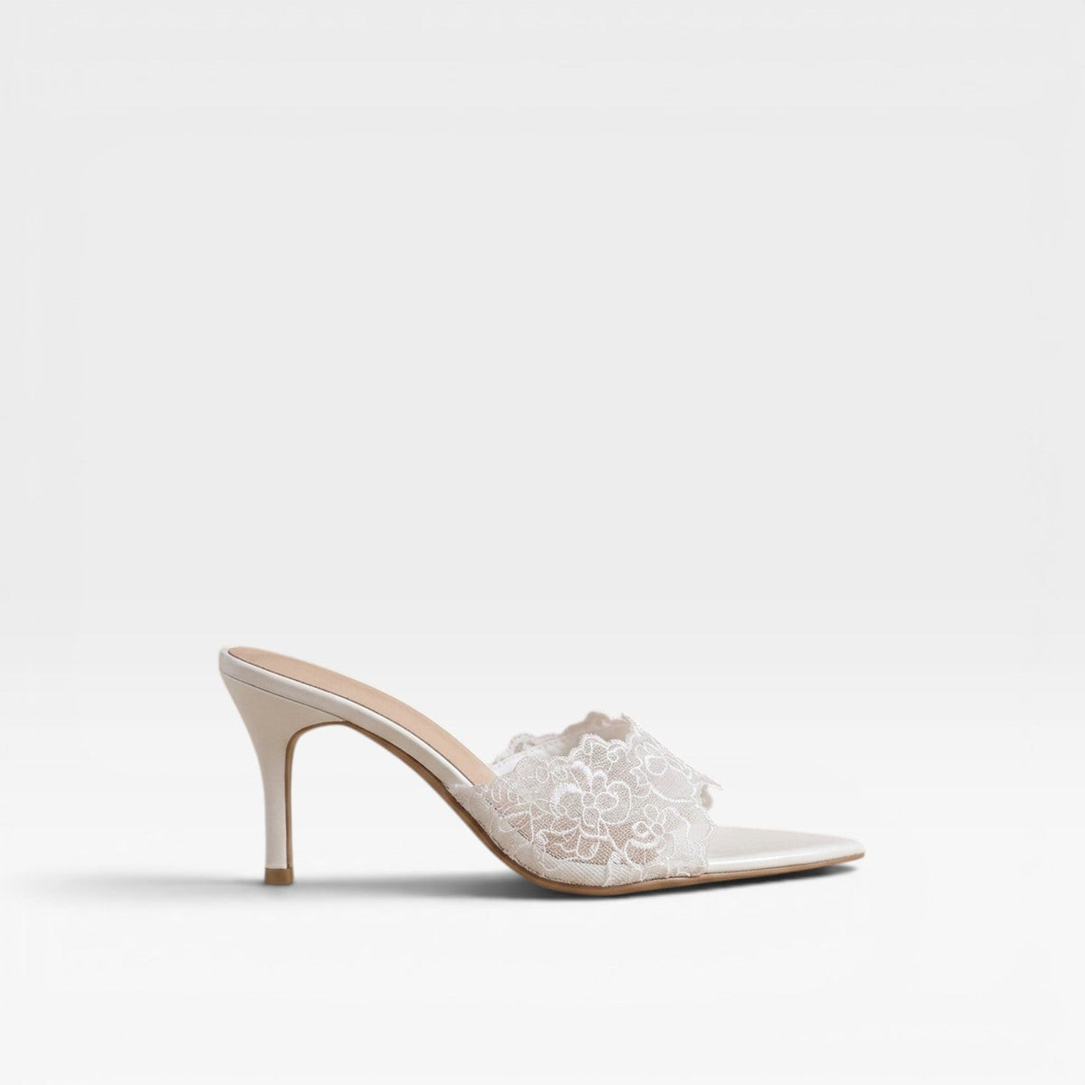Women's Lace Pointed Toe Stiletto Mules – Slip-On Dress Heels | Ennerdale