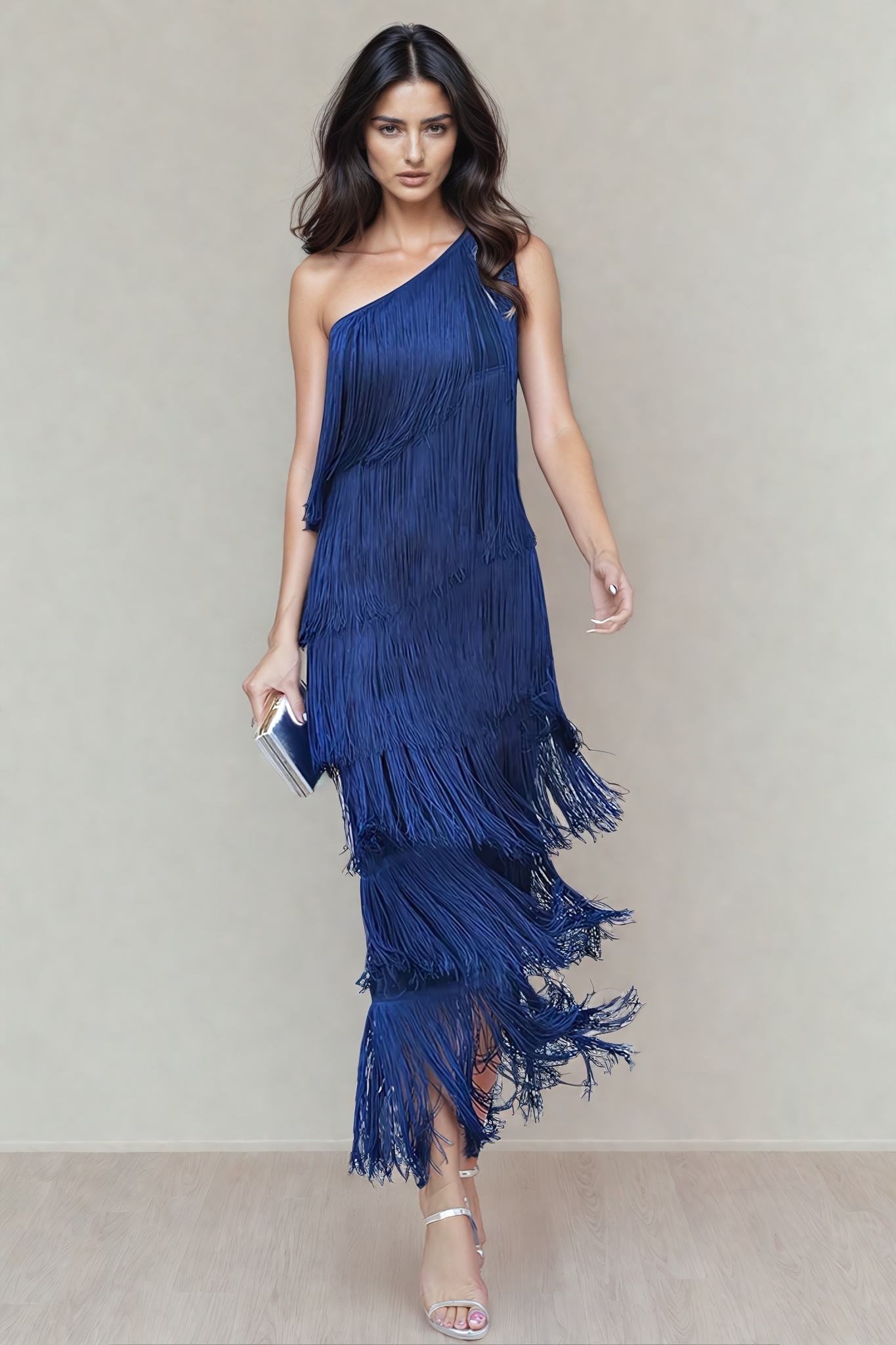 Women’s off shoulder fringe dress with flowing tassel details