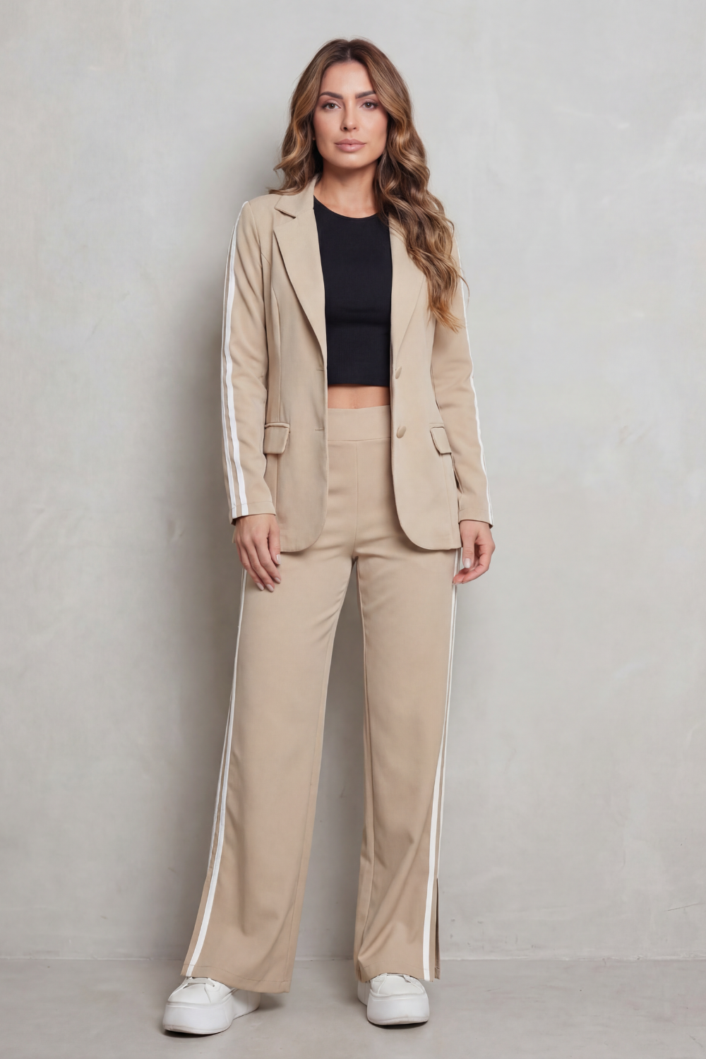 Khaki colorway, full-length view