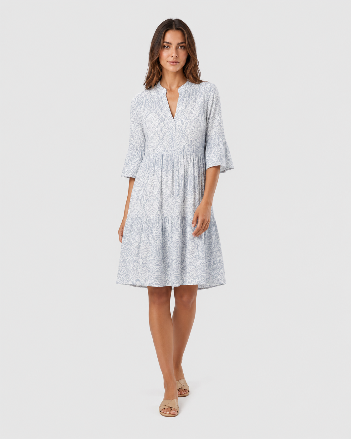 Klyne women’s short-sleeve lightweight mini dress with a relaxed loose fit, airy breathable fabric, and pull-on design, available in Black, Pink, White, Green, and Blue, sizes XS–XL.