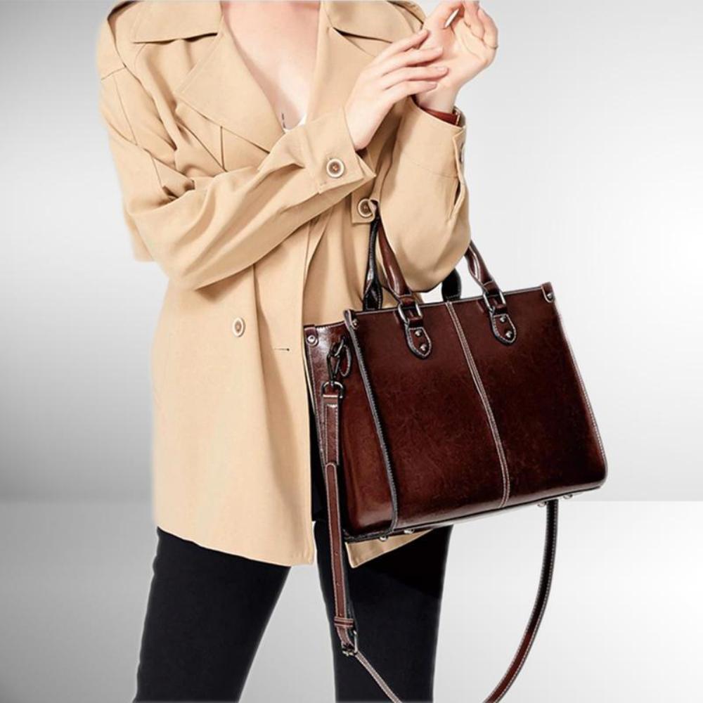 Women's Leather Tote Bag with Zipper Closure | Renata
