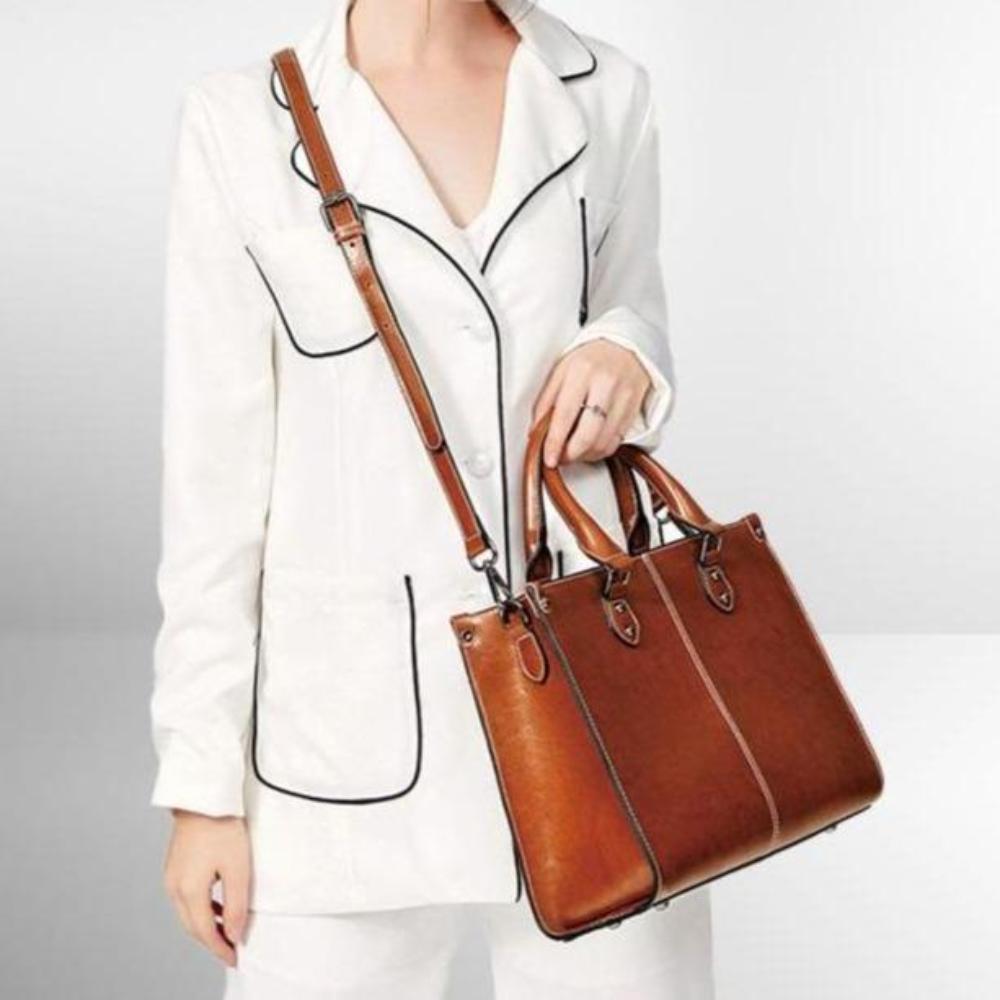 Women's Leather Tote Bag with Zipper Closure | Renata