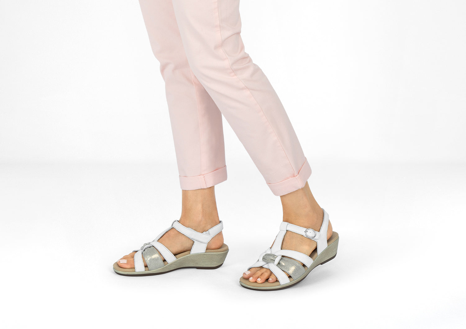 Women's Elegant White Wedge Sandals - Hope