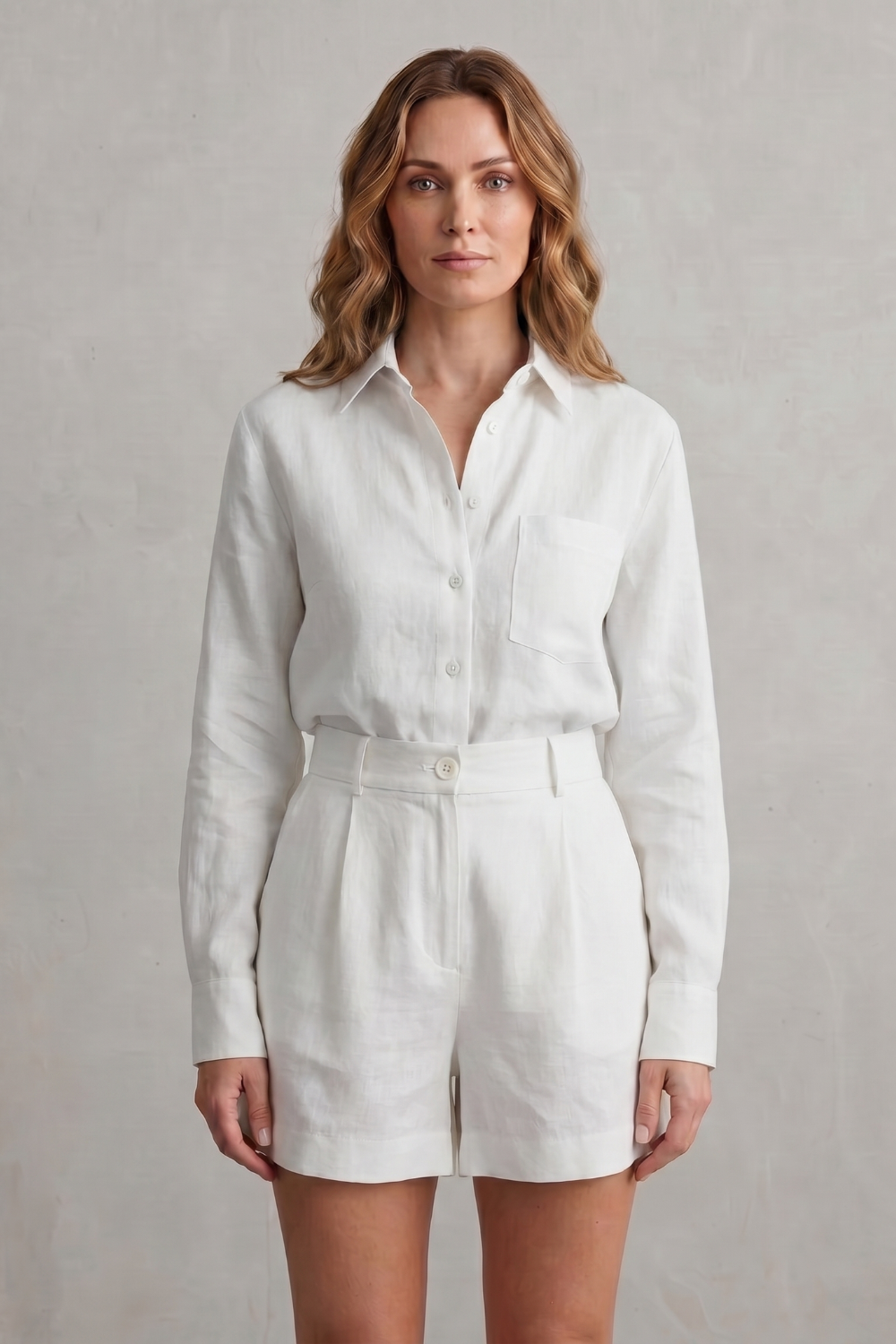 Close-up of the long-sleeve shirt collar and cuff detail