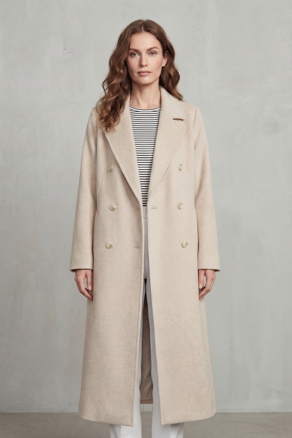Women's Wool Blend Double-Breasted Coat - Maelisette