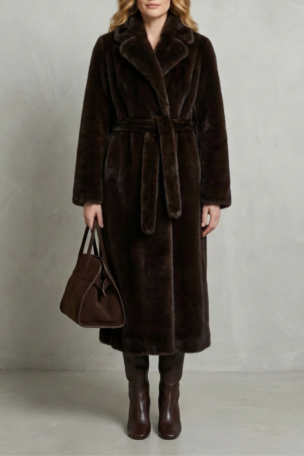 Women's Oversized Faux Fur Long Coat - Marivonne