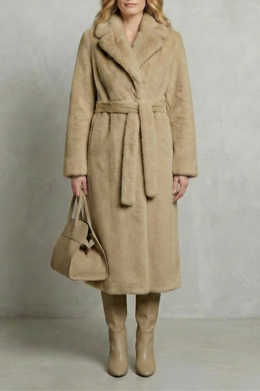 Women's Oversized Faux Fur Long Coat - Marivonne