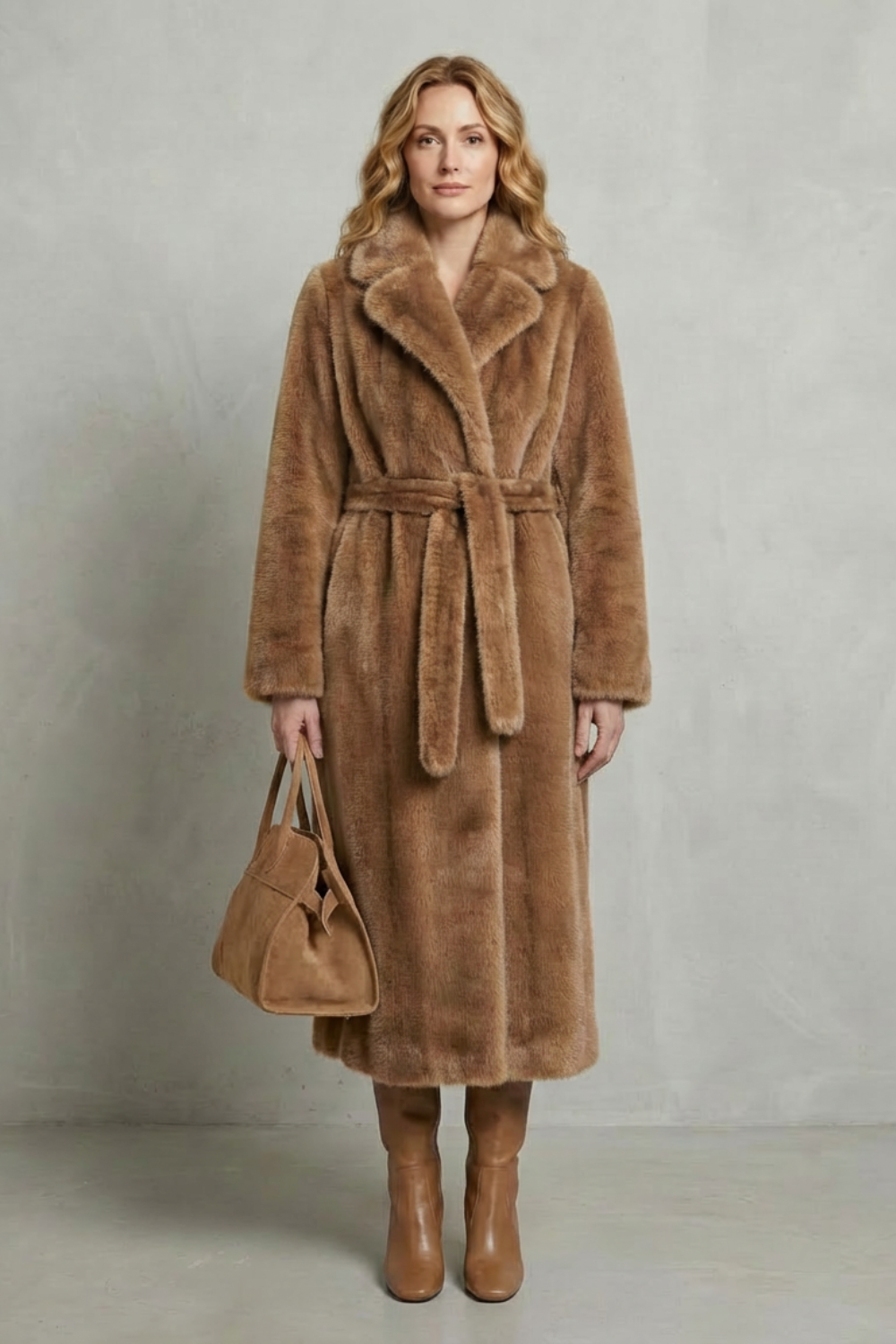 Women's Oversized Faux Fur Long Coat - Marivonne