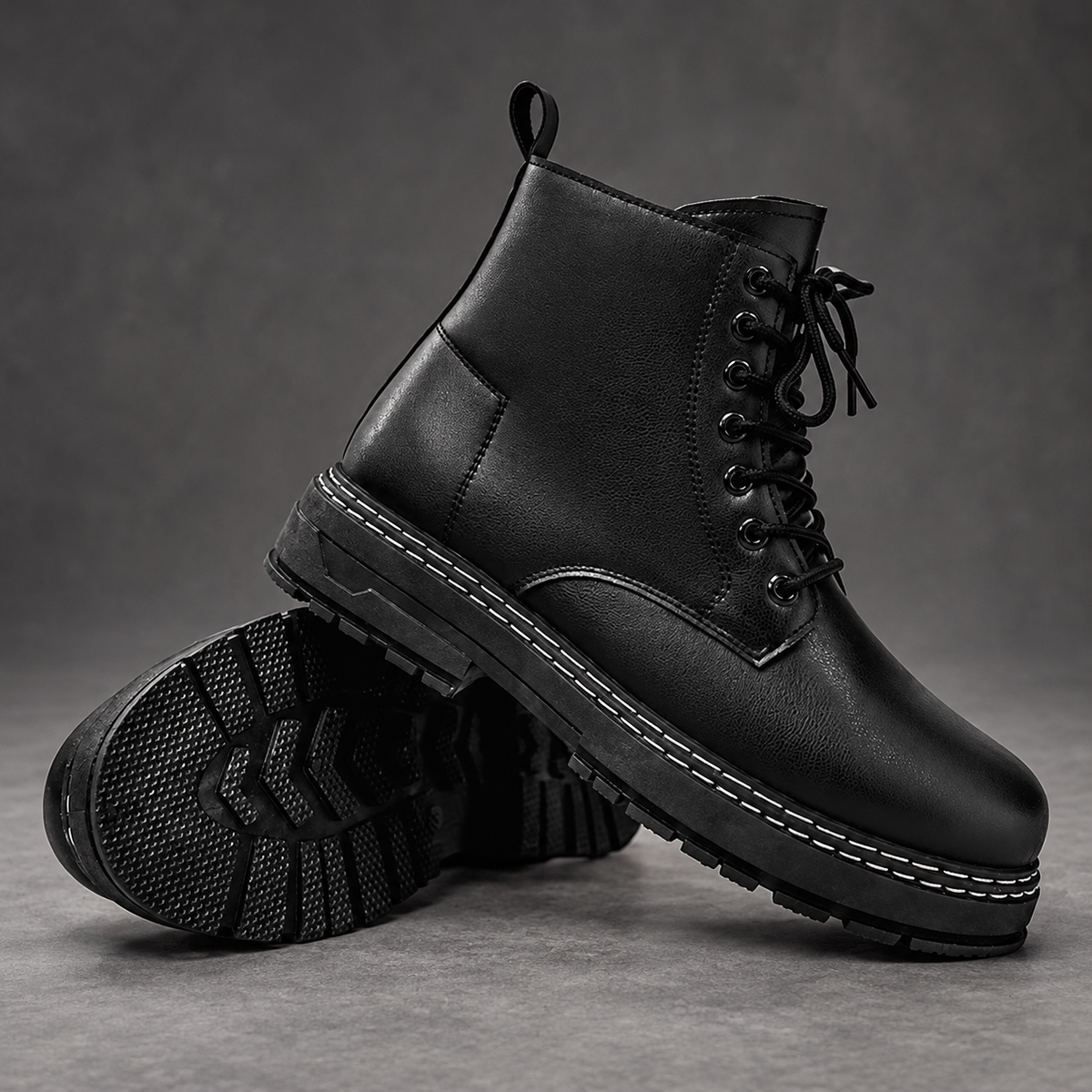 Men's Lace-Up Combat Boots – Black