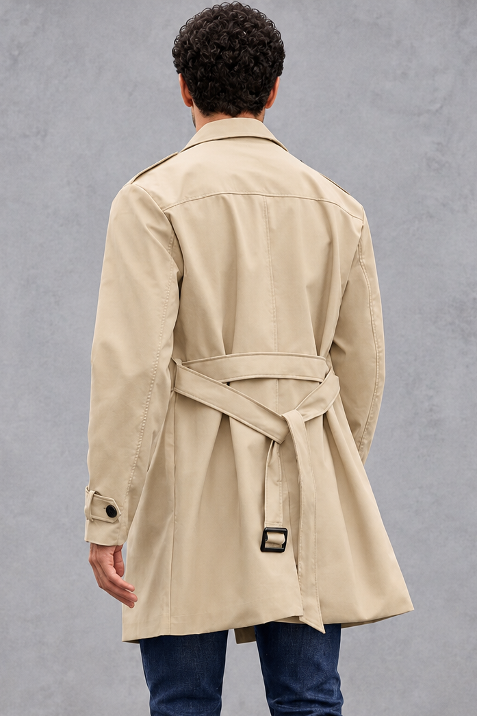 Men's Double-Breasted Trench Coat – Beige