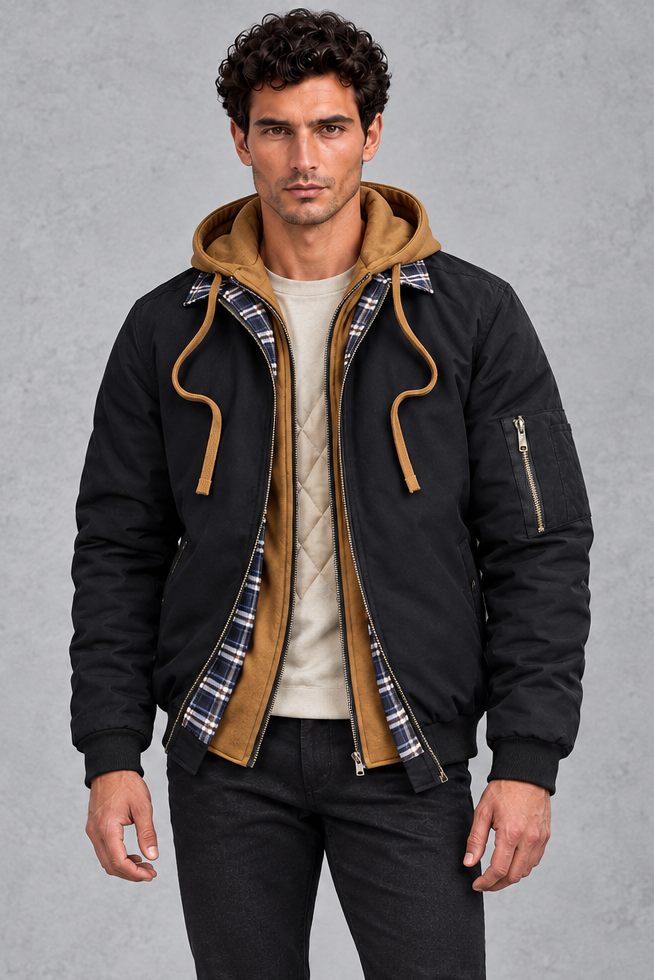 Men's Insulated Winter Shell Jacket – Black
