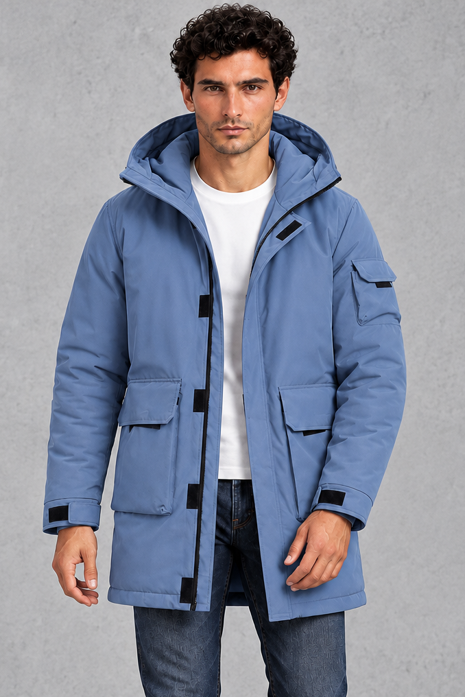 Men's Hooded Utility Parka – Blue