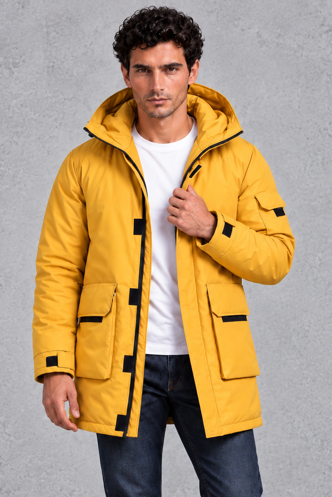Men's Hooded Utility Parka – Yellow