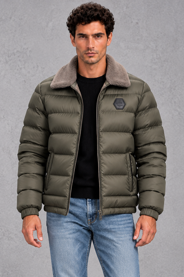 Men's Lightweight Puffer Jacket – Olive Green