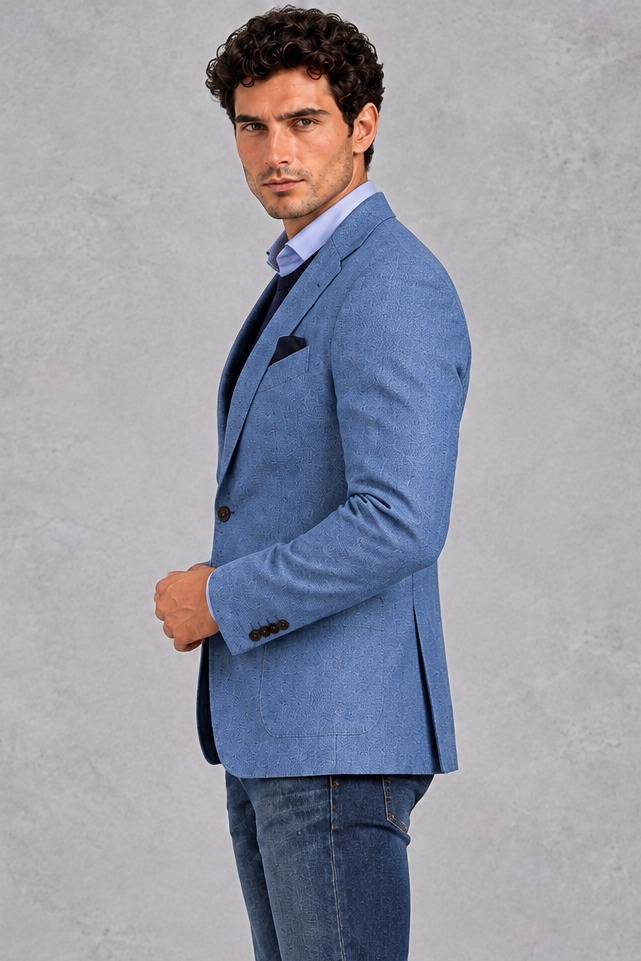 Men's Single-Breasted Blazer – Blue