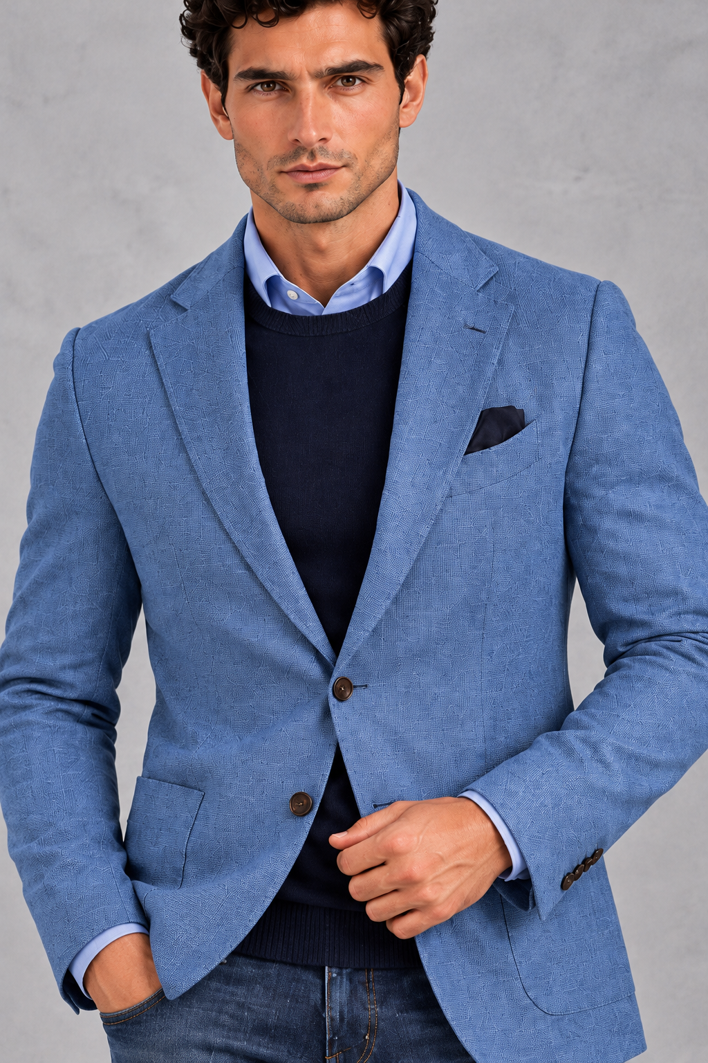 Men's Single-Breasted Blazer – Blue