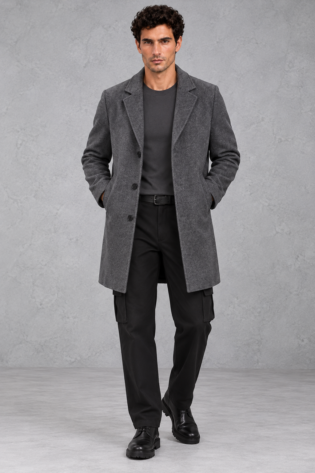 Men's Slim-Fit Tailored Overcoat – Gray