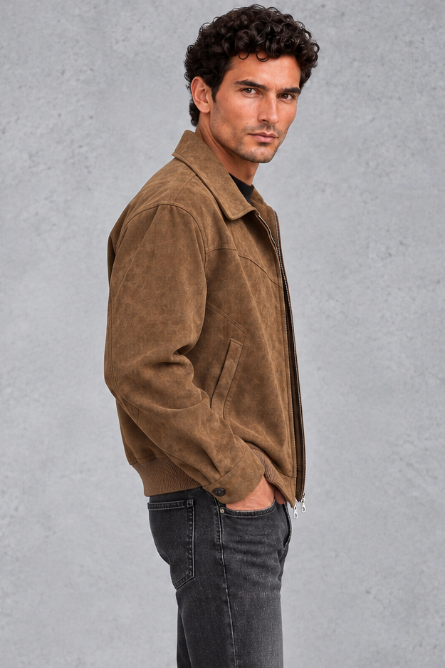 Men's Suede-Look Western Jacket – Brown