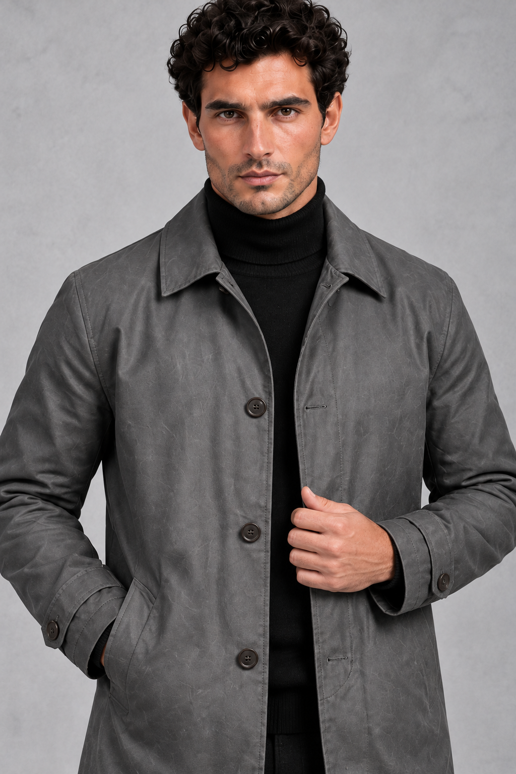 Men's Weather-Resistant Overcoat – Gray
