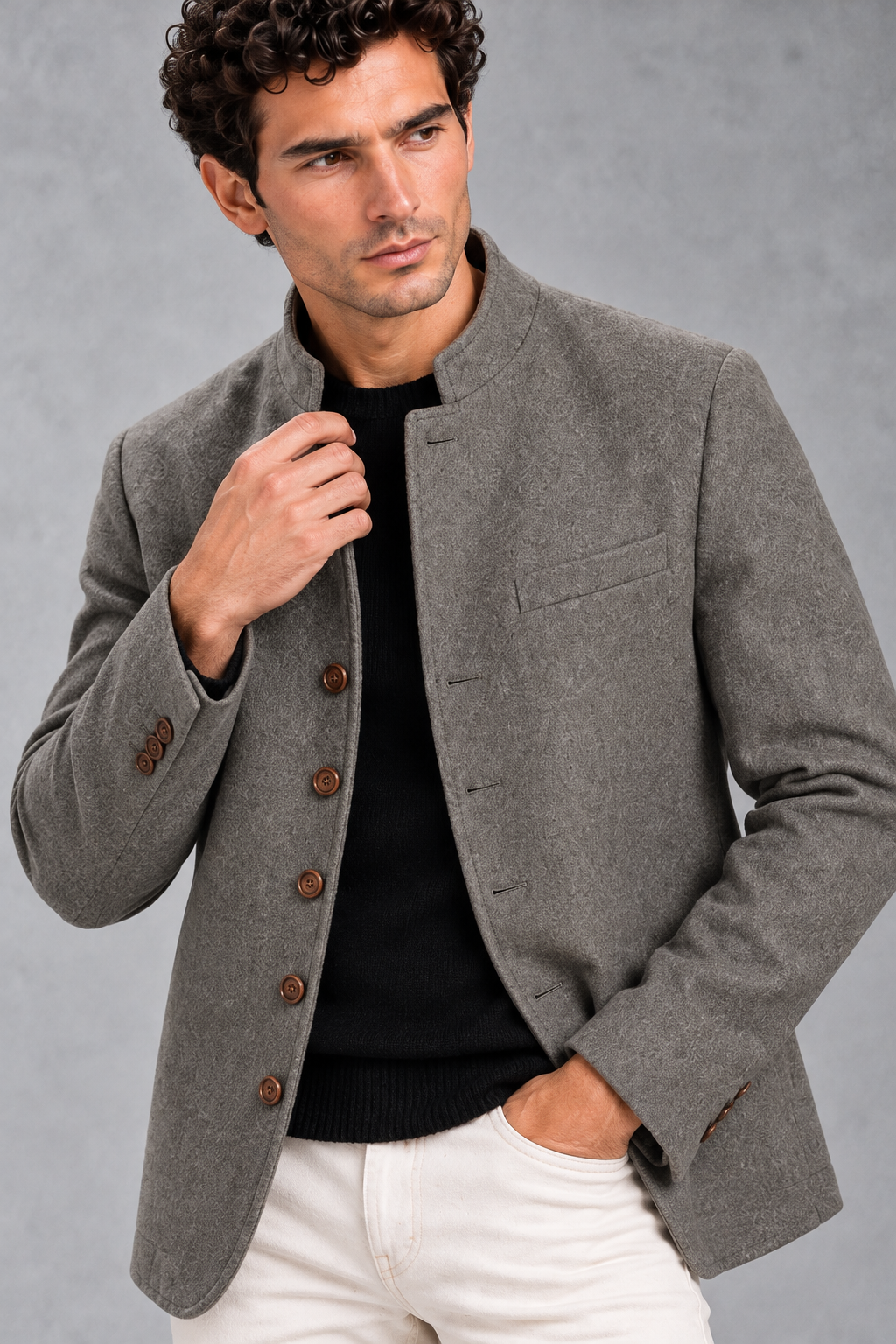 Men's Stand-Collar Jacket – Gray