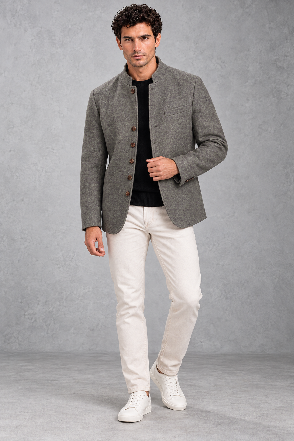 Men's Stand-Collar Jacket – Gray