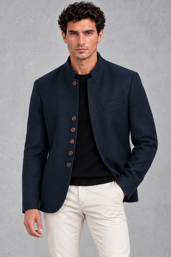 Men's Stand-Collar Jacket – Navy Blue
