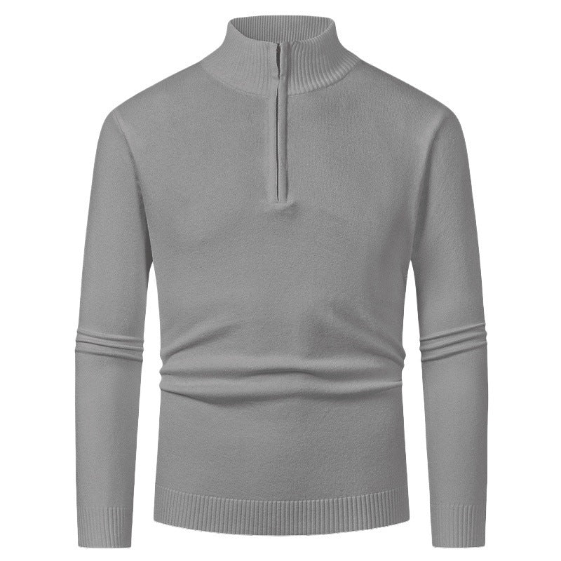 Women's merino zip knit sweater with V-neck zipper detail