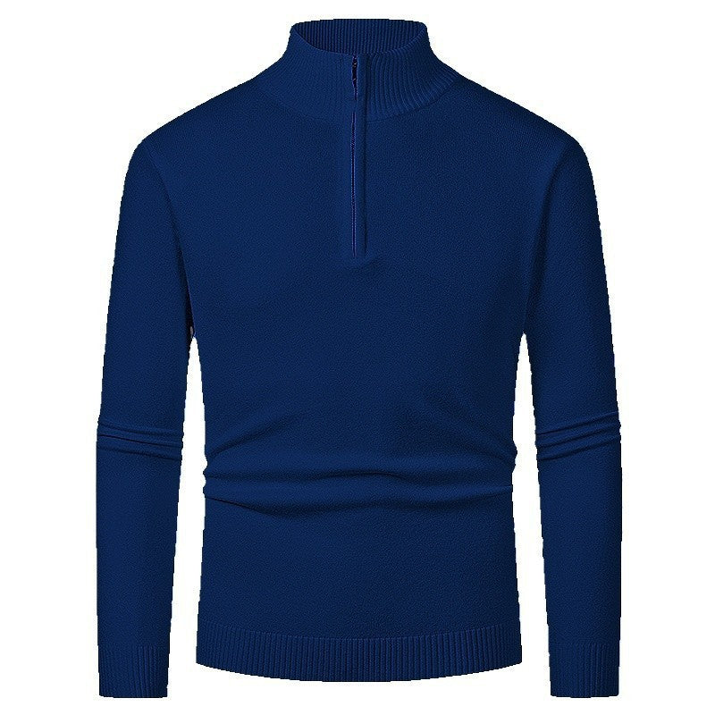 Men's merino zip knit sweater with V-neck zipper detail