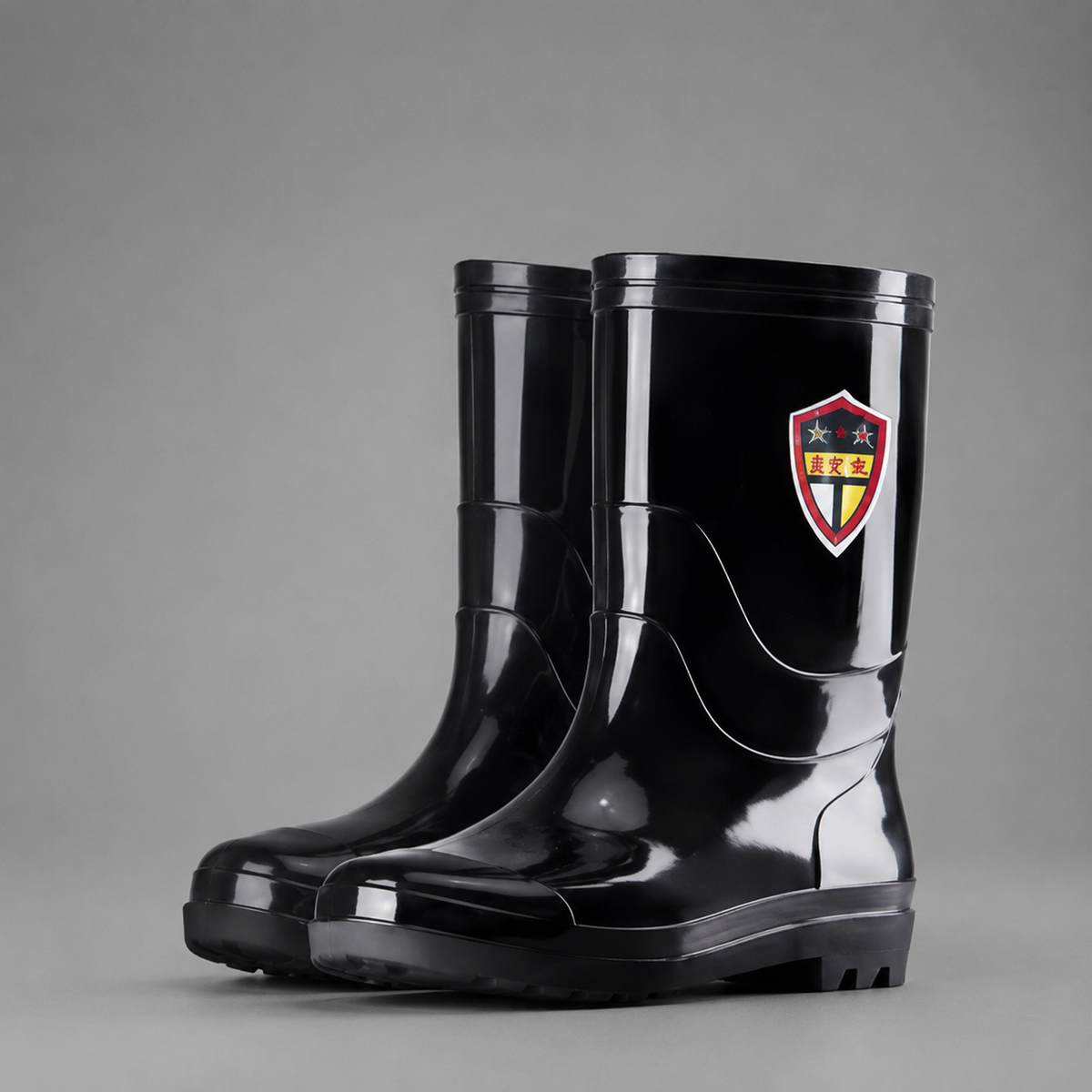 Men’s tall waterproof rain boots with durable rubber construction, pull-on design, textile lining, and non-slip outsole for work and outdoor use.