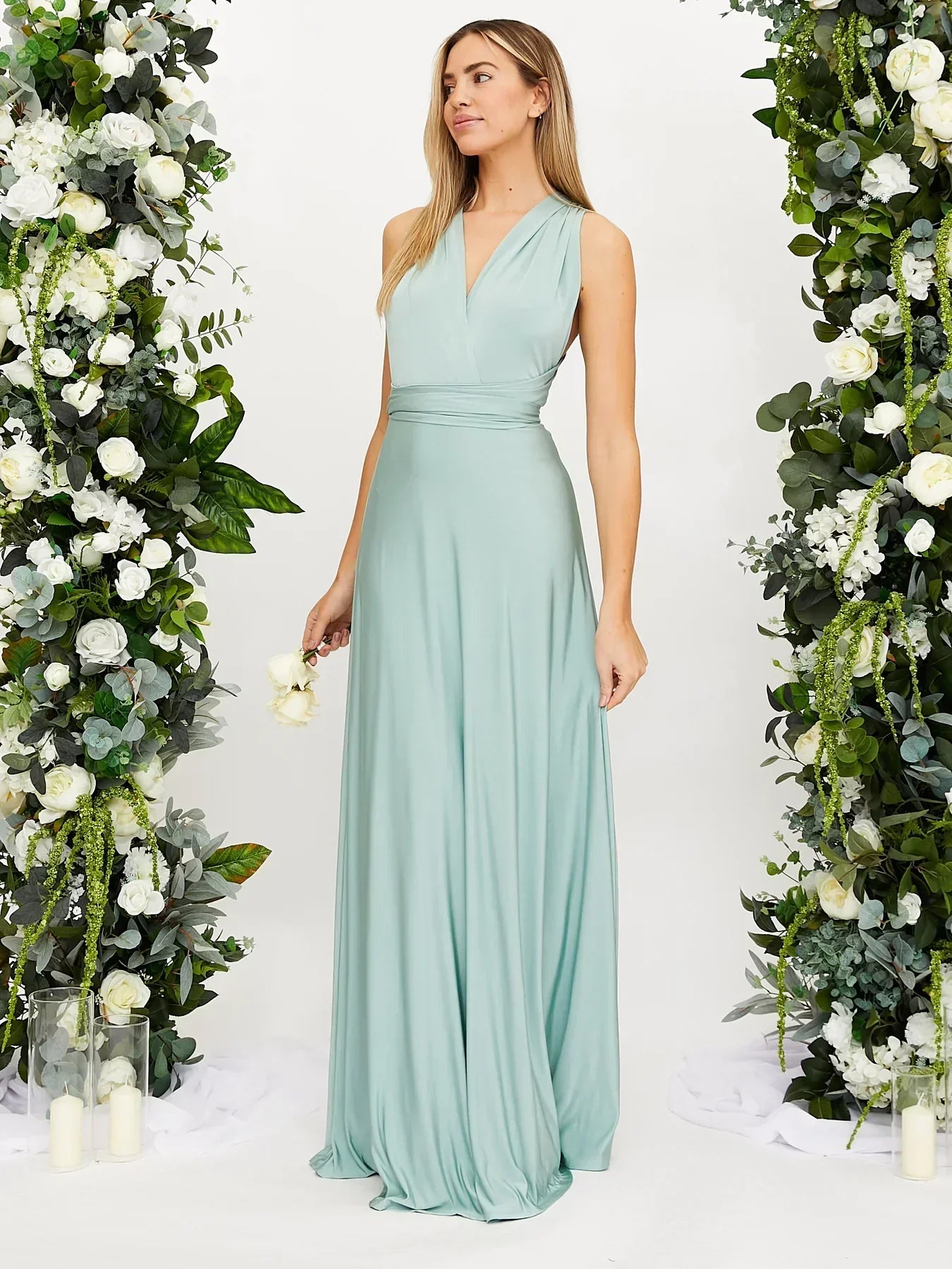 : Women’s formal maxi dress in soft polyester blend for weddings and events