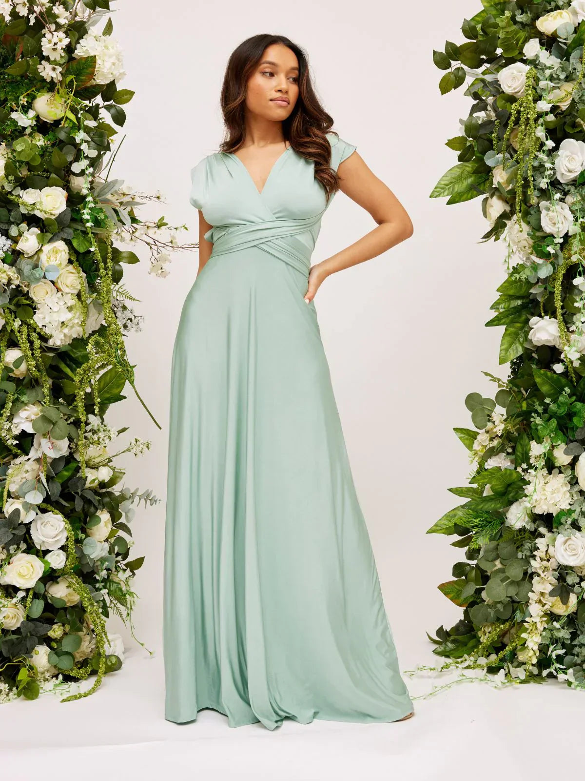 : Women’s formal maxi dress in soft polyester blend for weddings and events