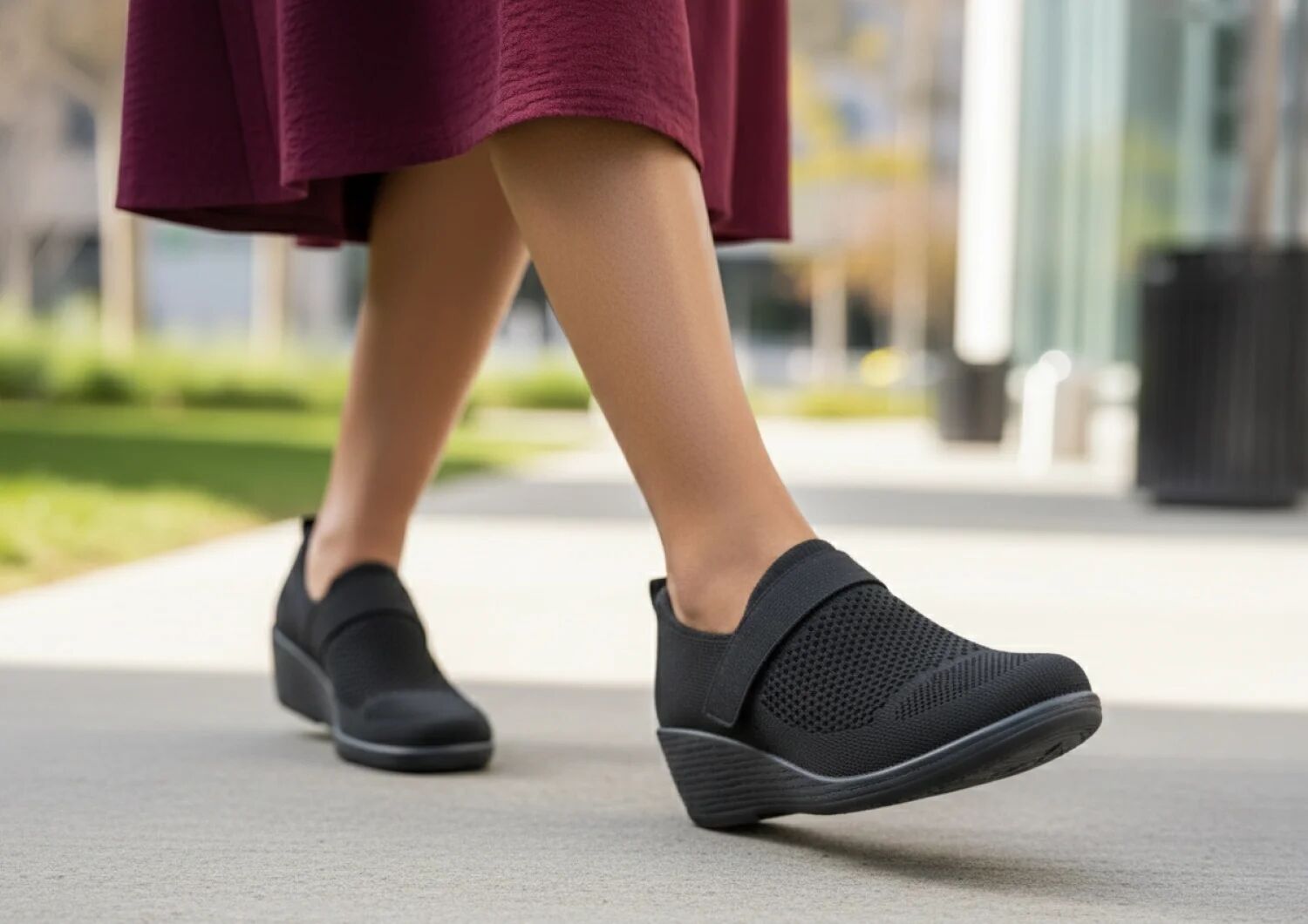 Women's Stretch Wedge Flats in Rich Black - Eve