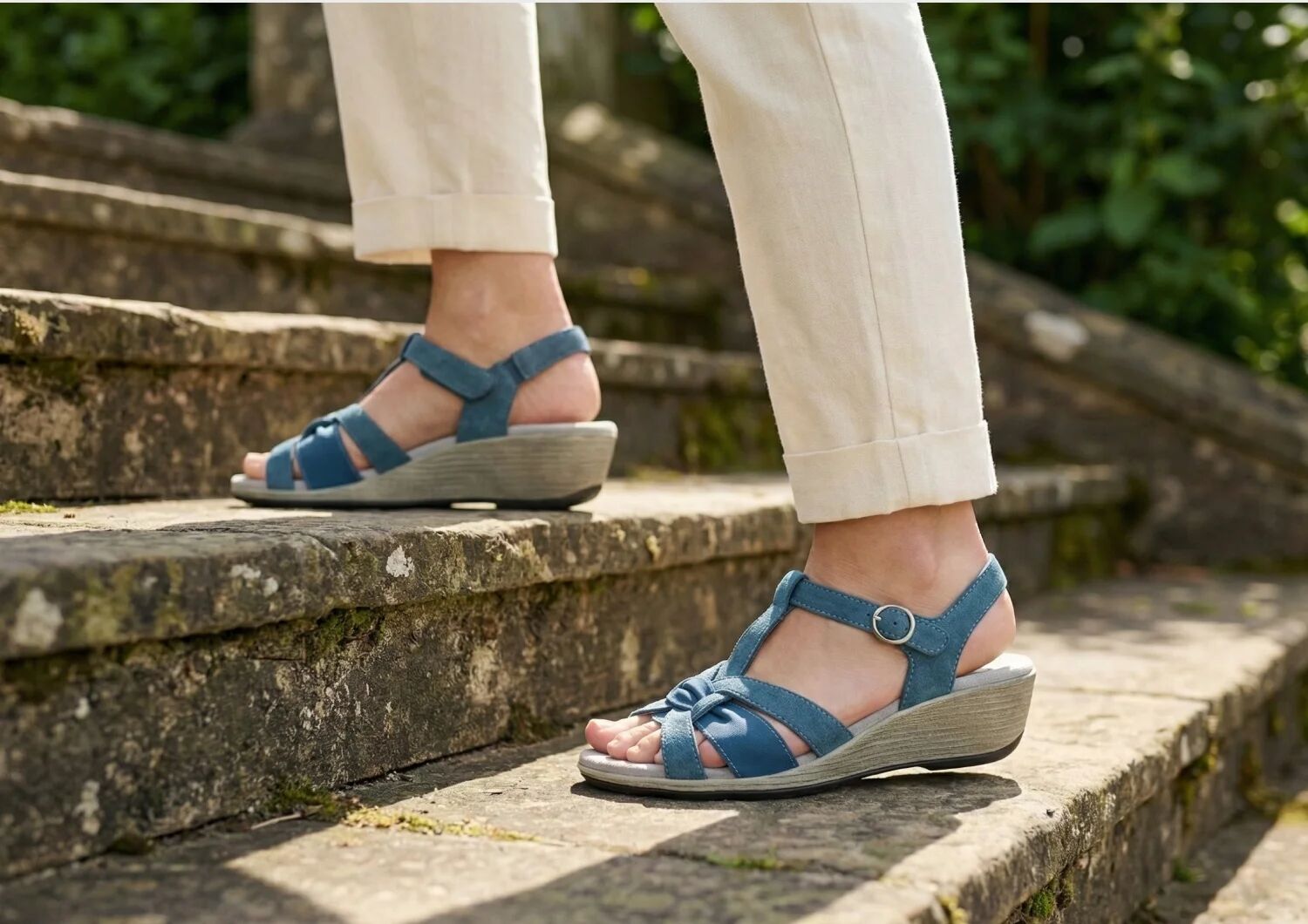 Women's Chic Blue Wedge Sandals - Hope