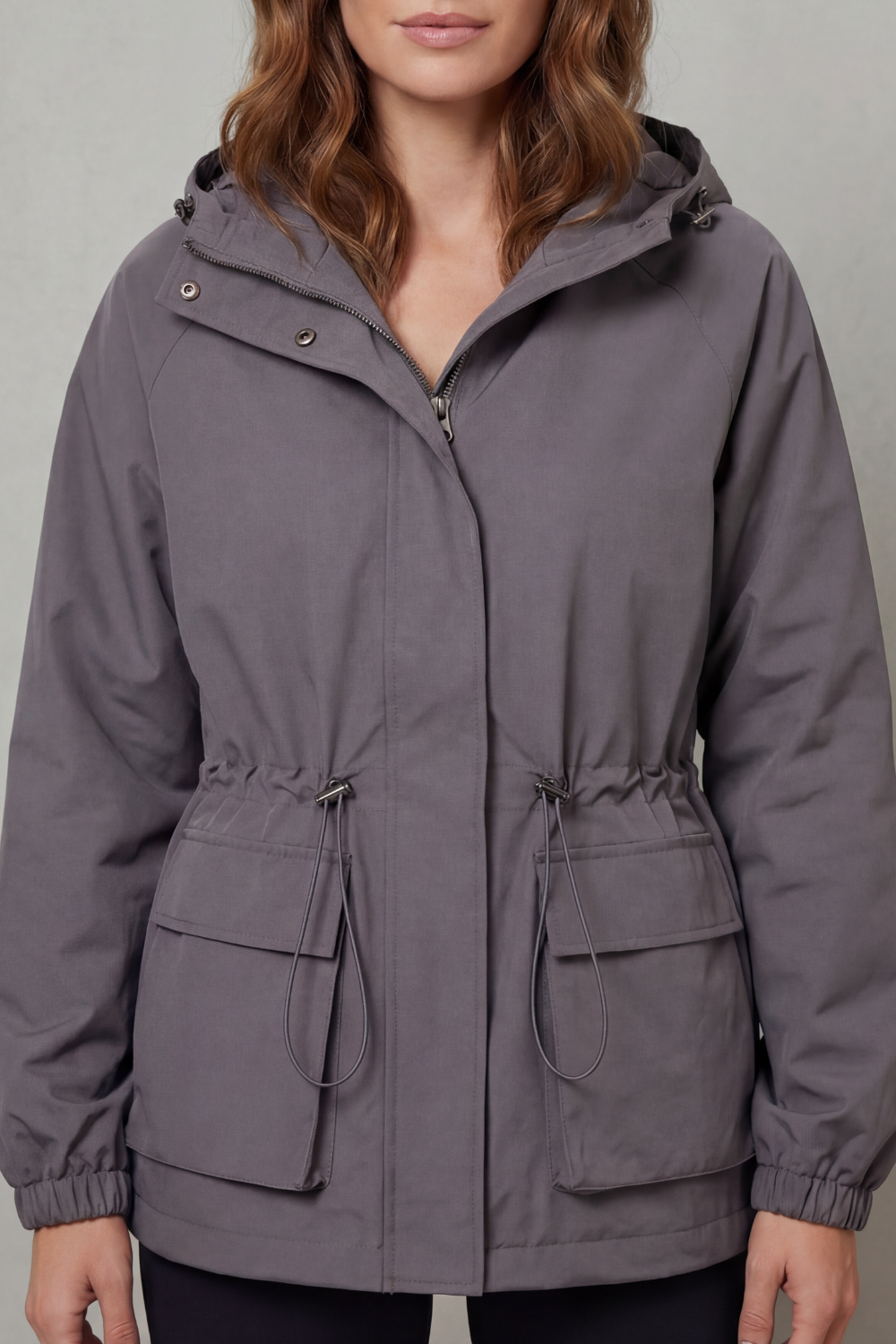 Women's Waterproof Drawstring Jacket in Utility Style - Ravelle