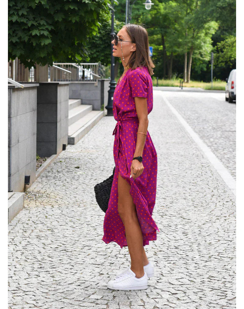 Women’s Floral Wrap Midi Dress - Klyne Studios