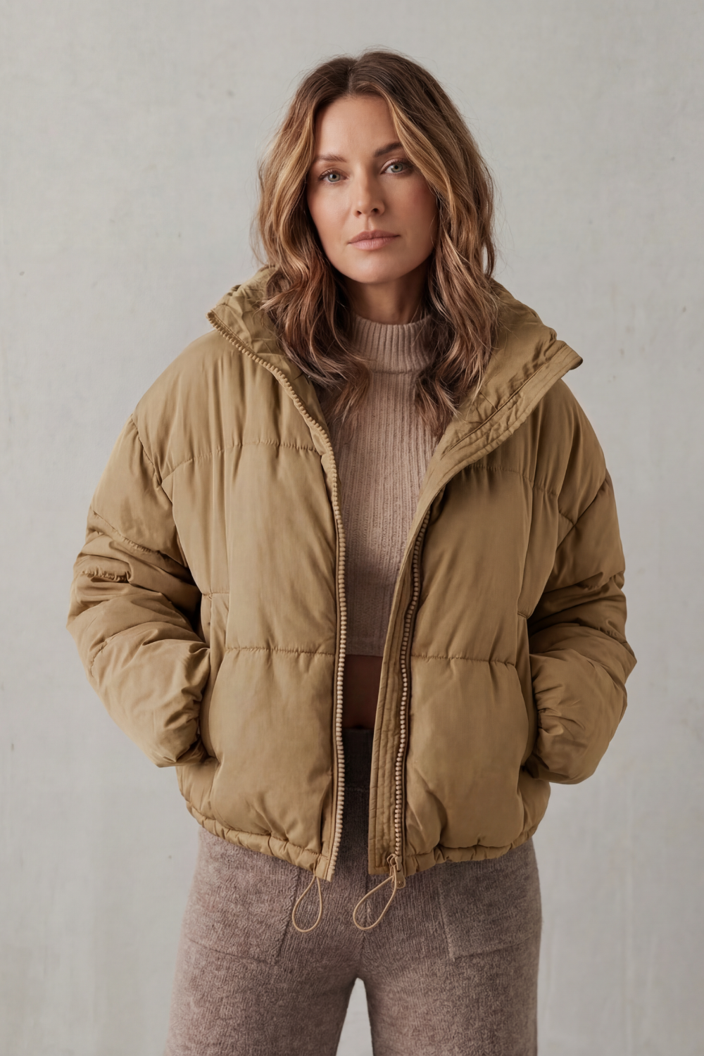 Women's Cozy Quilted Cropped Puffer Jacket - Savillonne