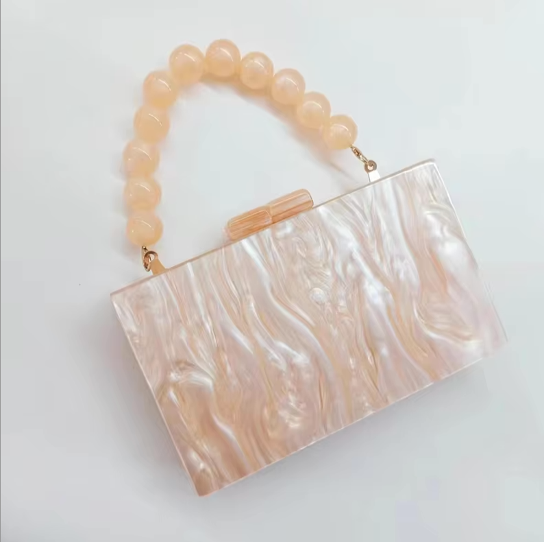 Women's Acrylic Pearl Handle Clutch – Evening Wedding Bag | Raylene