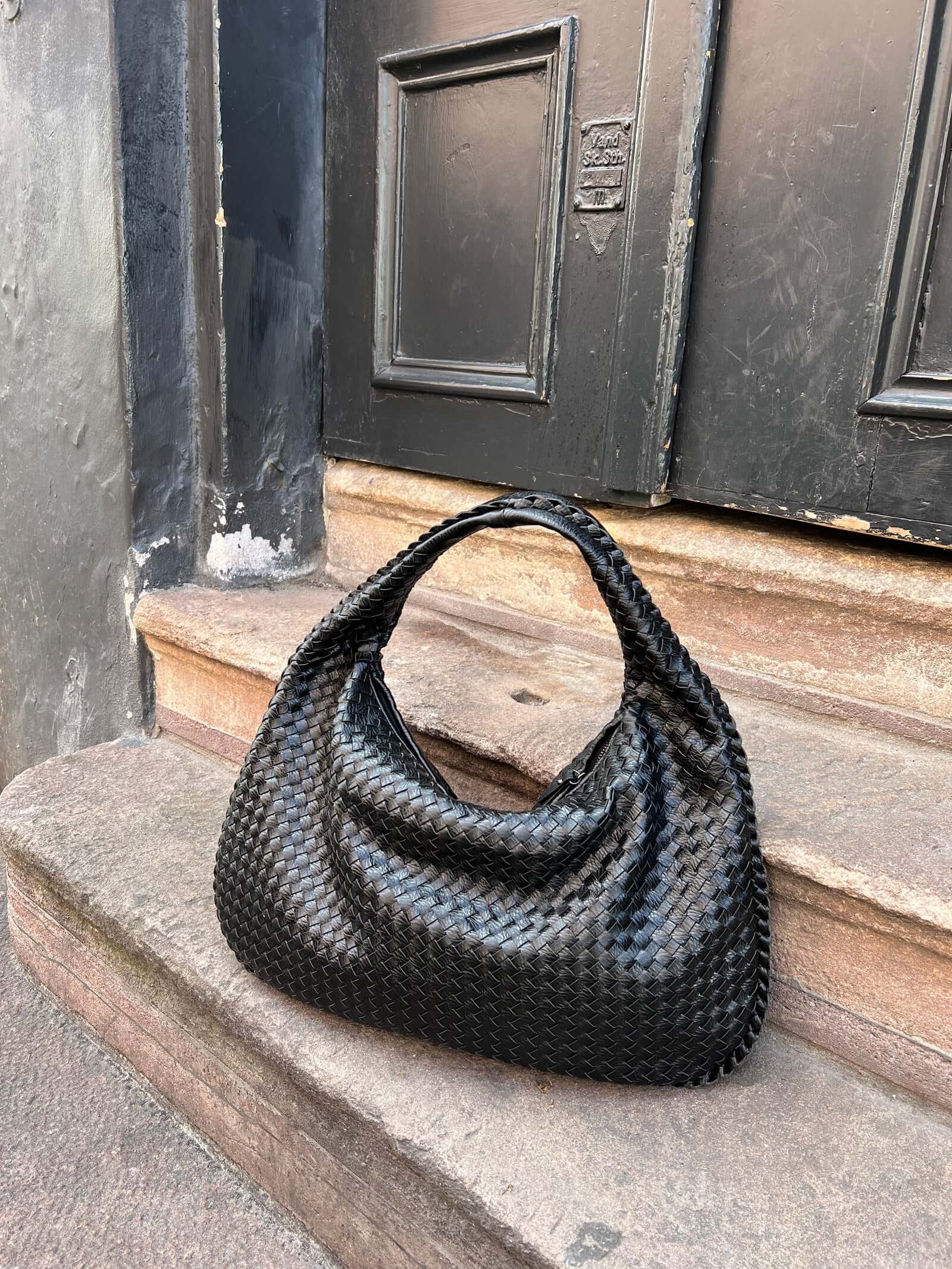 Women's Oversized Woven Faux Leather Shoulder Tote Bag for Everyday Use | Amelia