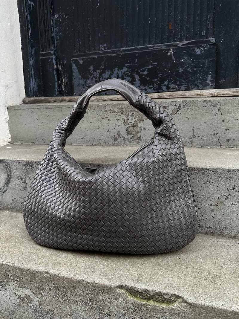Women's Oversized Woven Faux Leather Shoulder Tote Bag for Everyday Use | Amelia