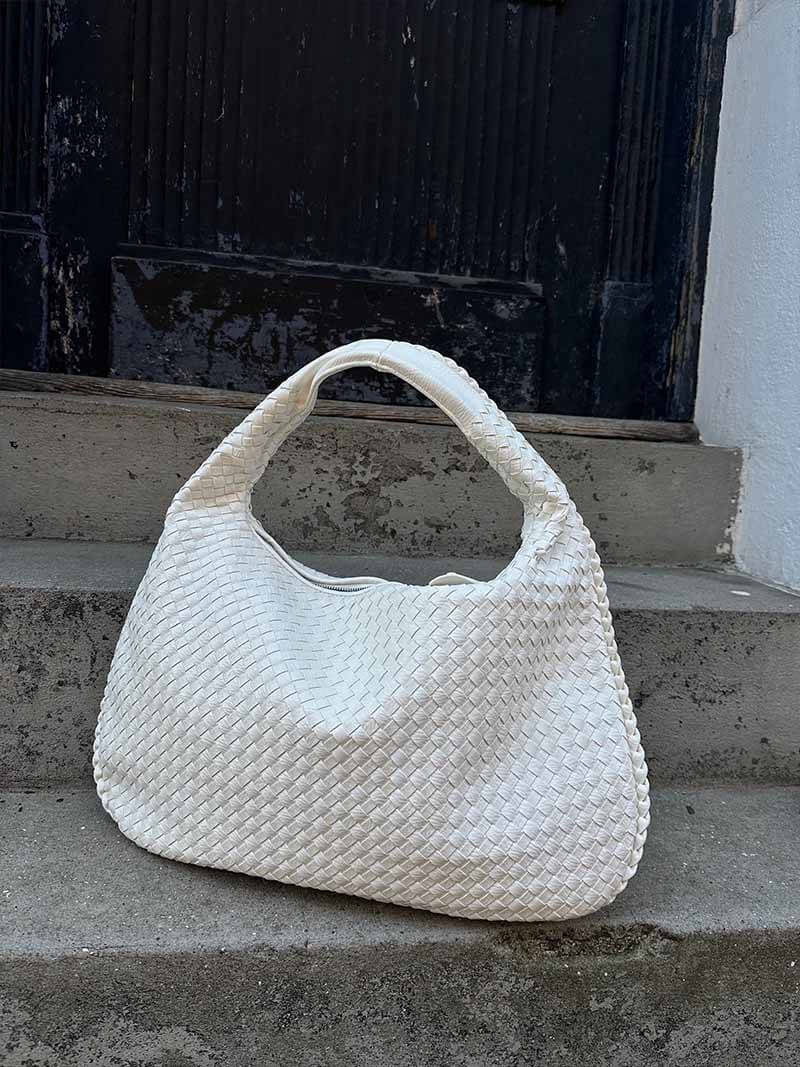 Women's Oversized Woven Faux Leather Shoulder Tote Bag for Everyday Use | Amelia
