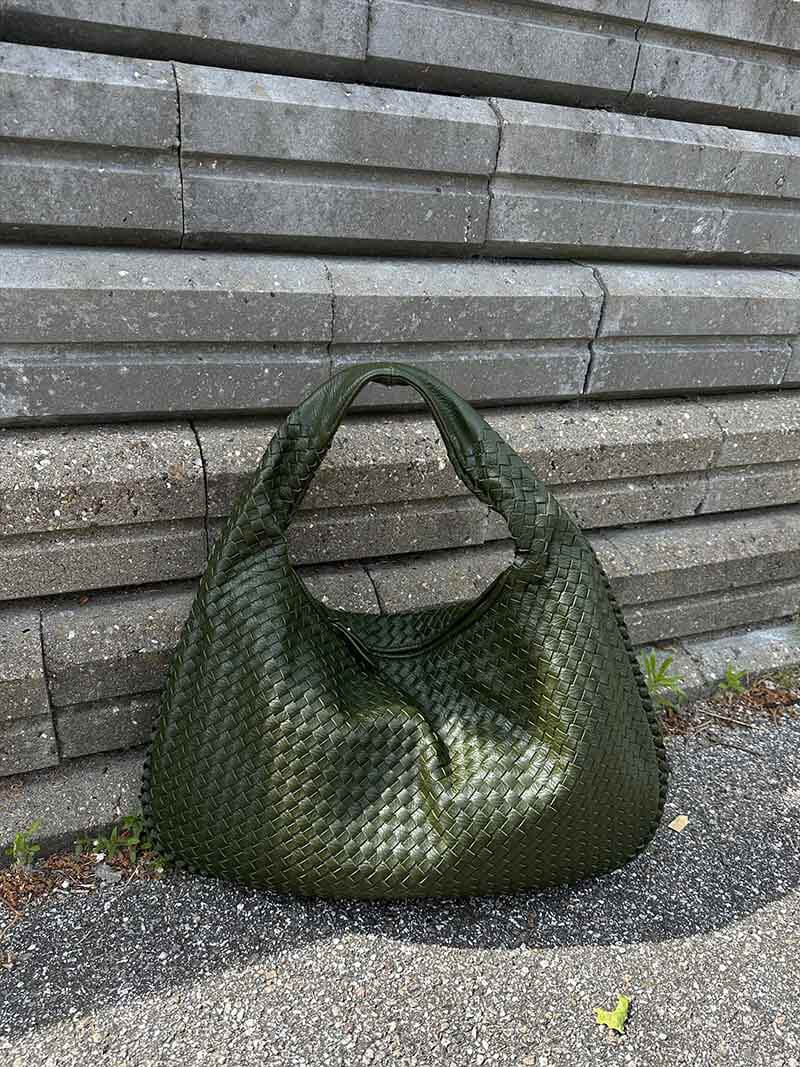 Women's Oversized Woven Faux Leather Shoulder Tote Bag for Everyday Use | Amelia
