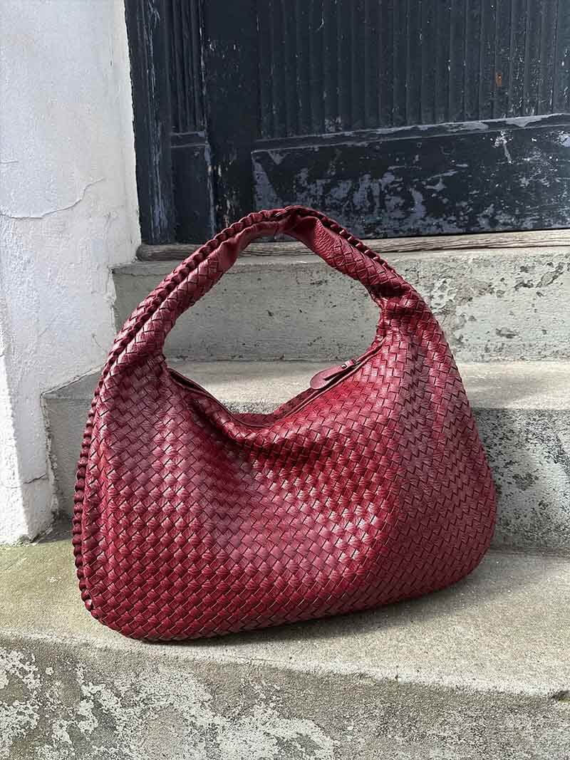 Women's Oversized Woven Faux Leather Shoulder Tote Bag for Everyday Use | Amelia