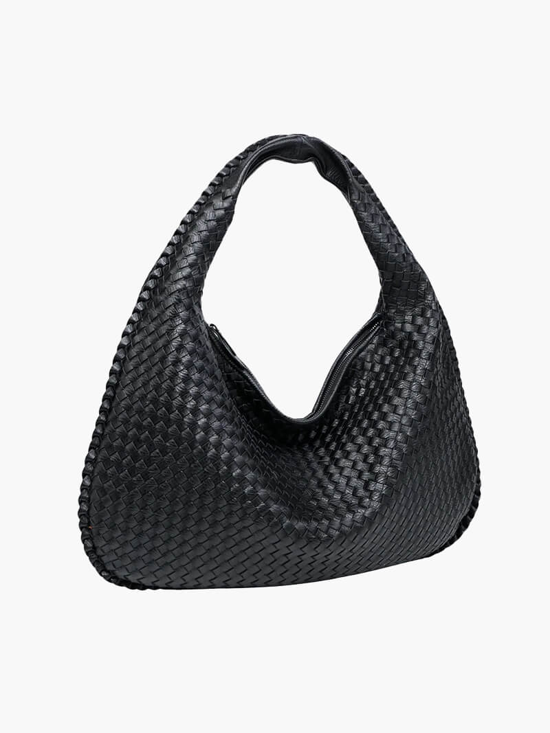 Women's Oversized Woven Faux Leather Shoulder Tote Bag for Everyday Use | Amelia