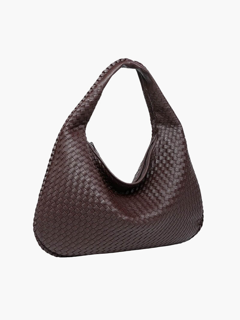 Women's Oversized Woven Faux Leather Shoulder Tote Bag for Everyday Use | Amelia