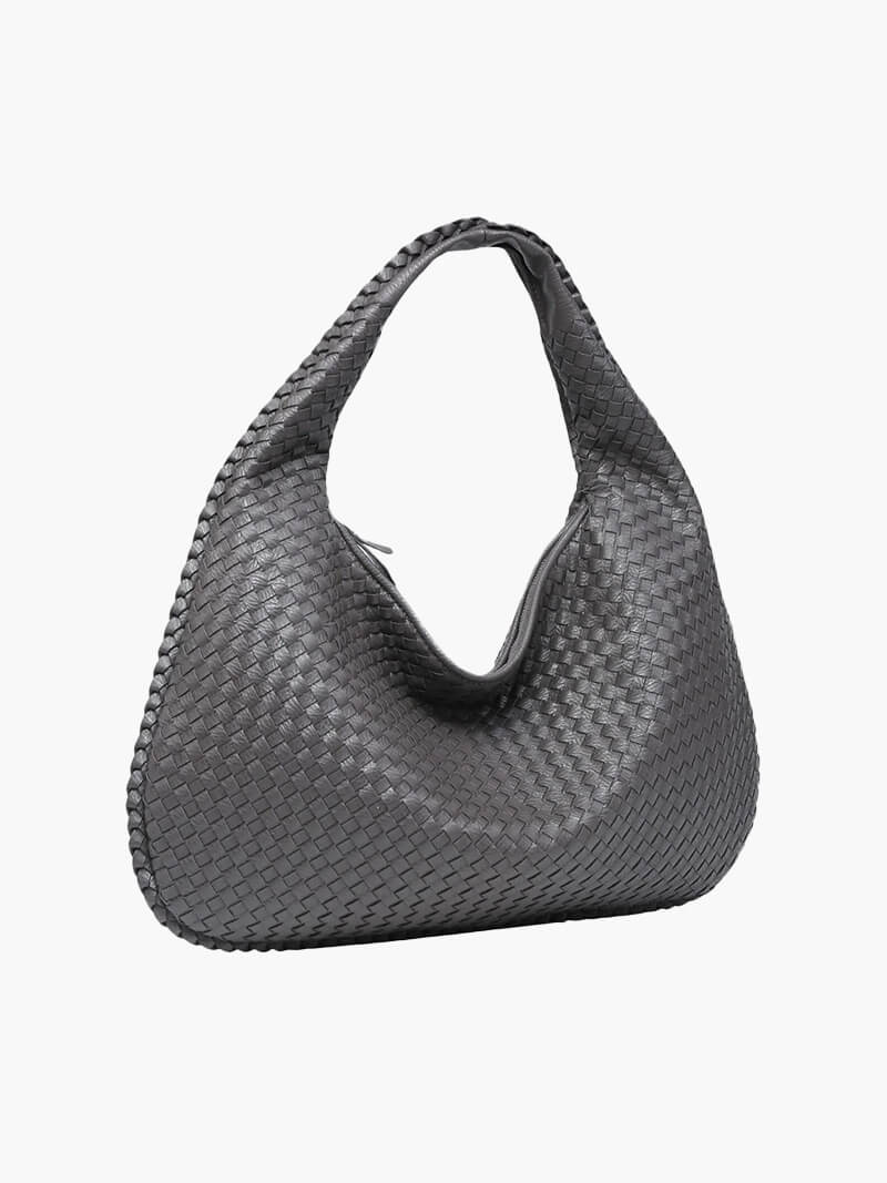 Women's Oversized Woven Faux Leather Shoulder Tote Bag for Everyday Use | Amelia
