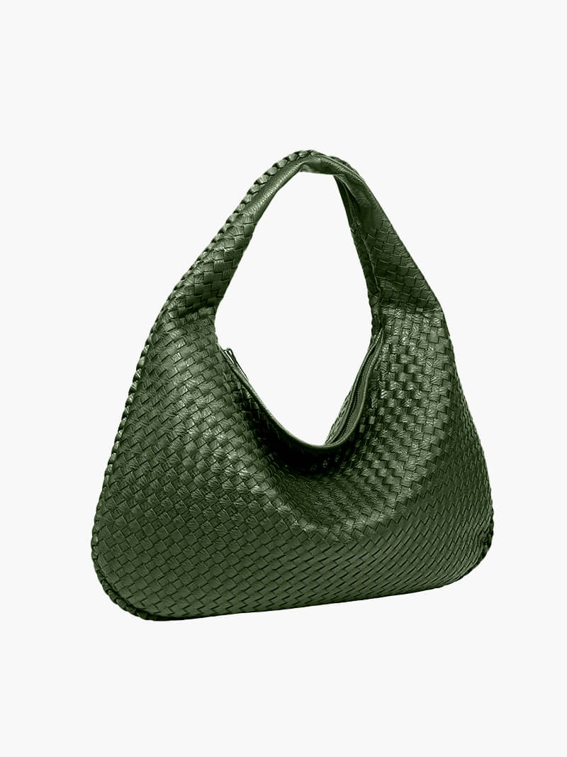 Women's Oversized Woven Faux Leather Shoulder Tote Bag for Everyday Use | Amelia