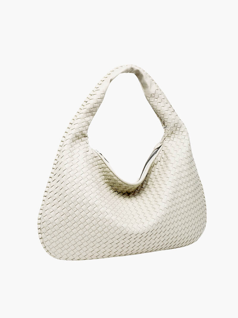 Women's Oversized Woven Faux Leather Shoulder Tote Bag for Everyday Use | Amelia