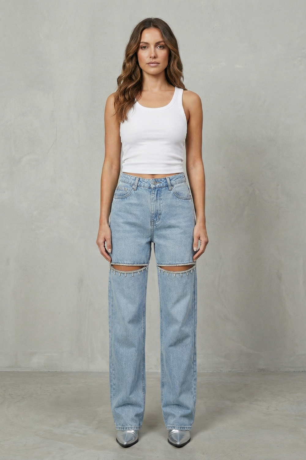 Women's High Rise Wide Leg Jeans in Washed Black - Rosemine