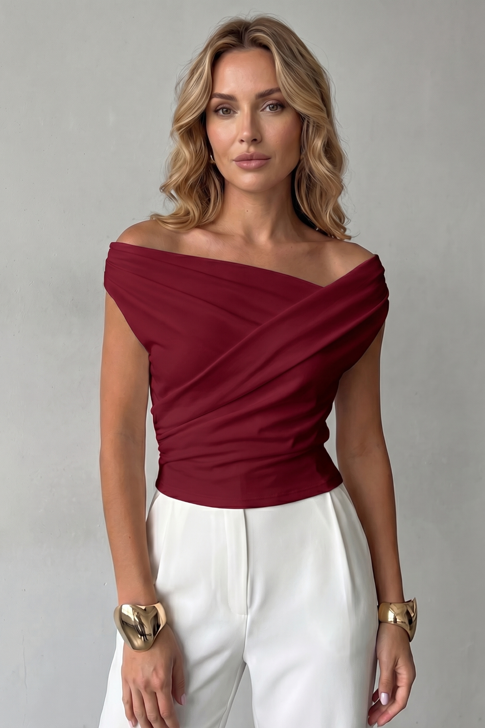 Women's Asymmetrical One-Shoulder Draped Top - Solenne
